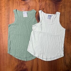 Jungmaven Women's Tank Top Lot of 2 XS Sleeveless Hemp Knit Shirt Green II11